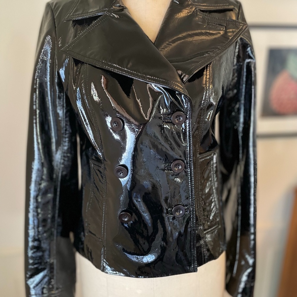 Real patent leather double breasted jacket. Size 6.
